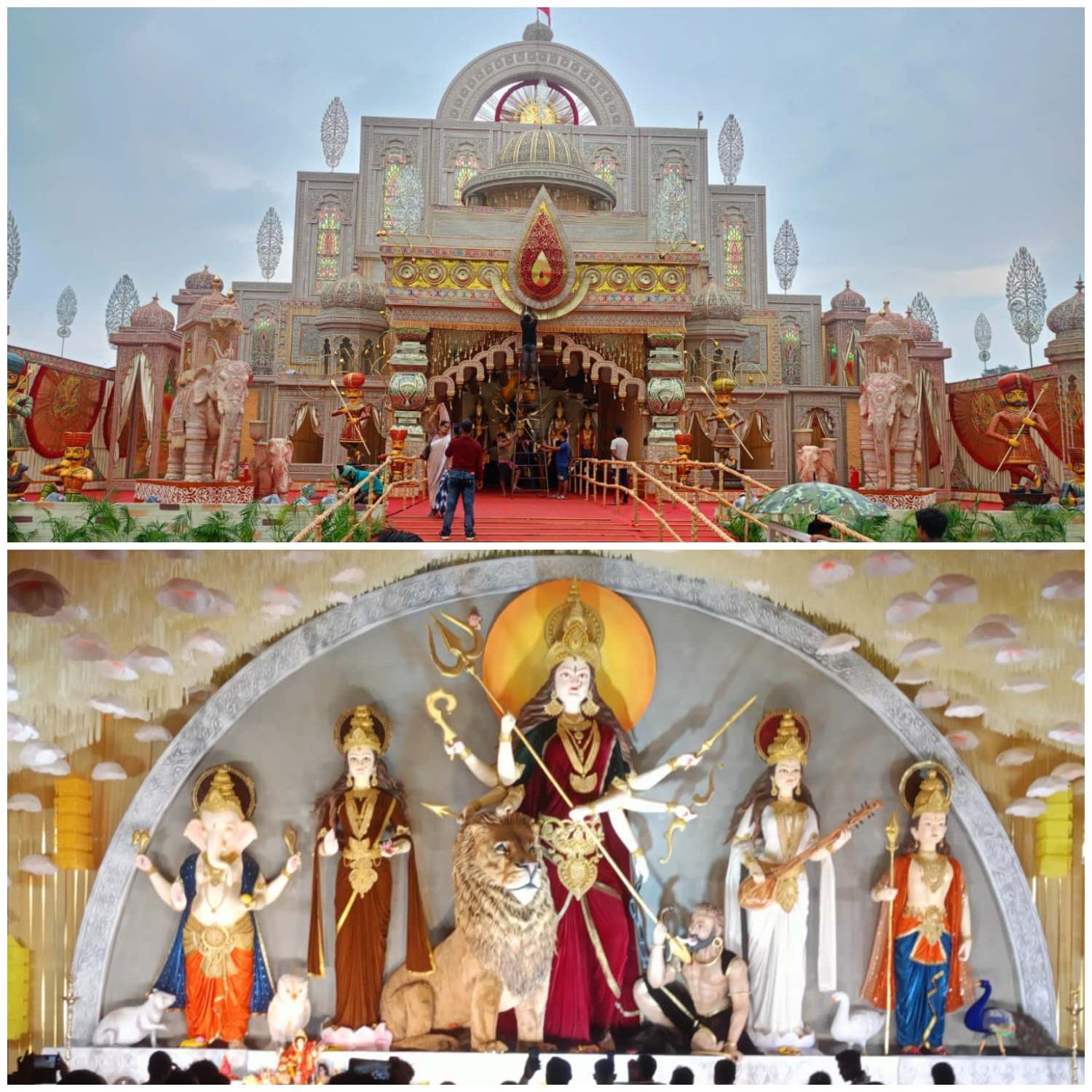 बिलासपुर में मां दुर्गा की भव्य स्थापना, राजस्थानी महल की थीम पर सजा 25,000 वर्ग फीट का पंडाल